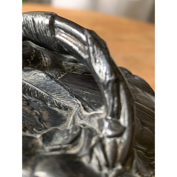 Vintage Large B&W Footed Trinket Box Jewelry Casket Floral Rose Decor Nouveau - Picture 11 of 14